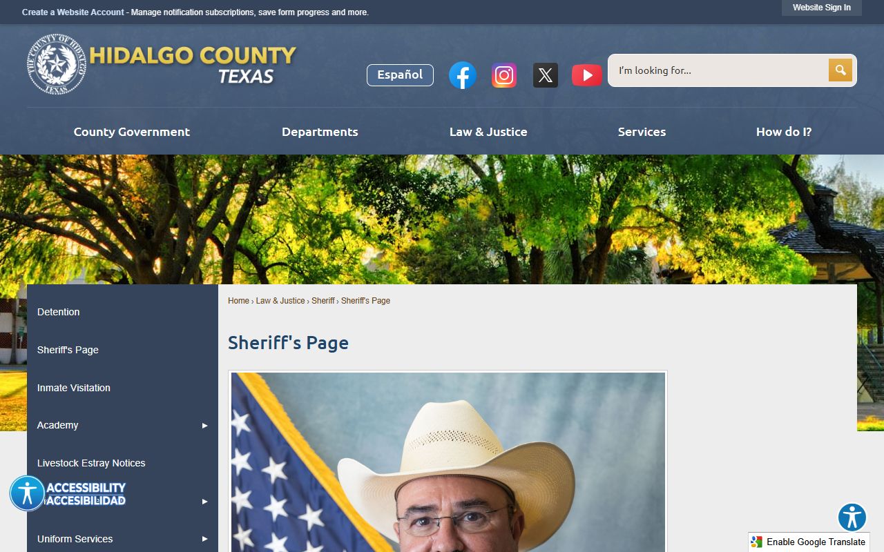 Hidalgo County Sheriff mission page for inmate records