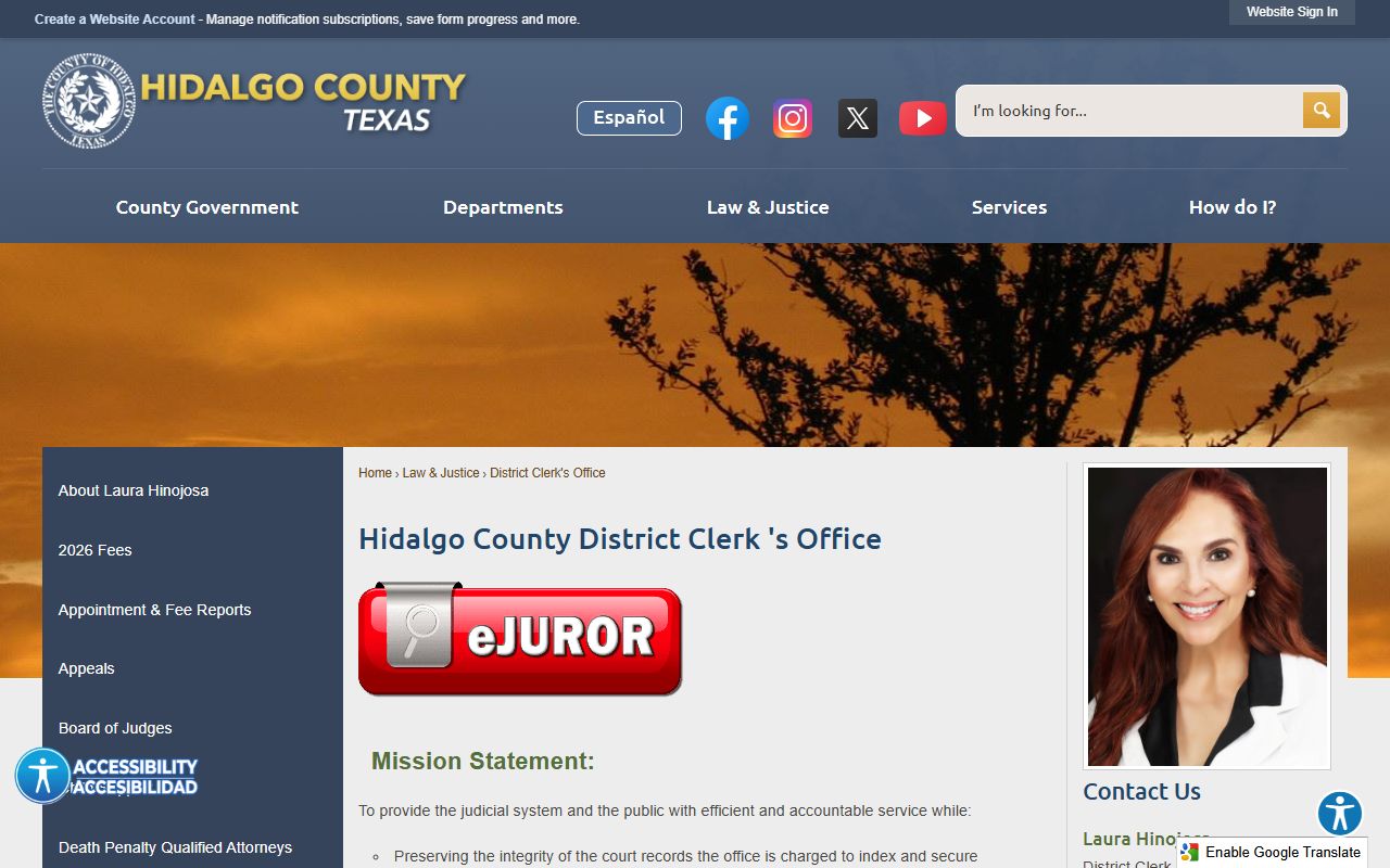 Hidalgo County District Clerk office and court records page