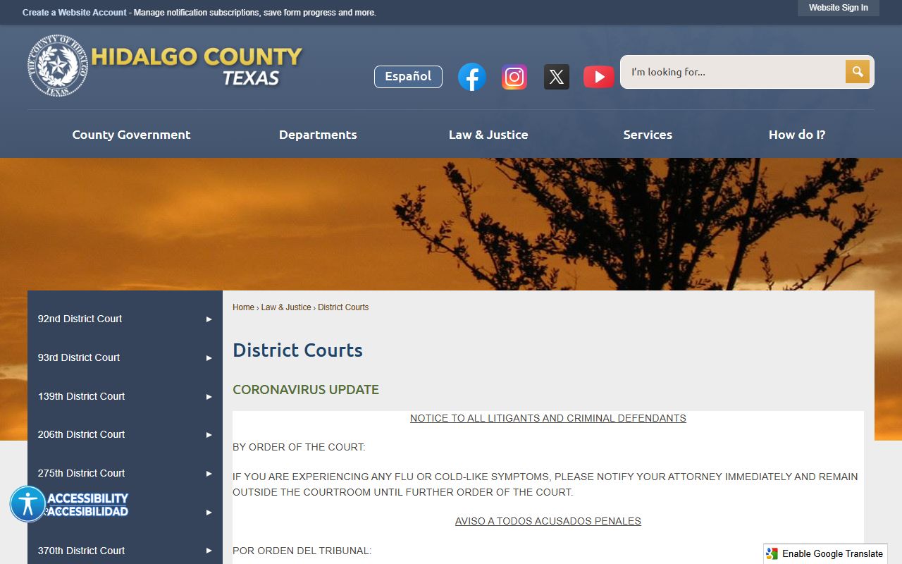 Hidalgo County district court records and judge list