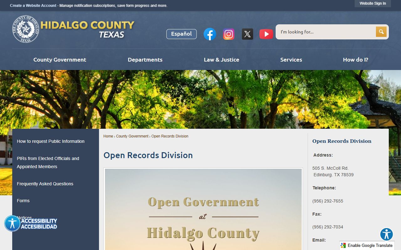 Hidalgo County Open Records Division for public records