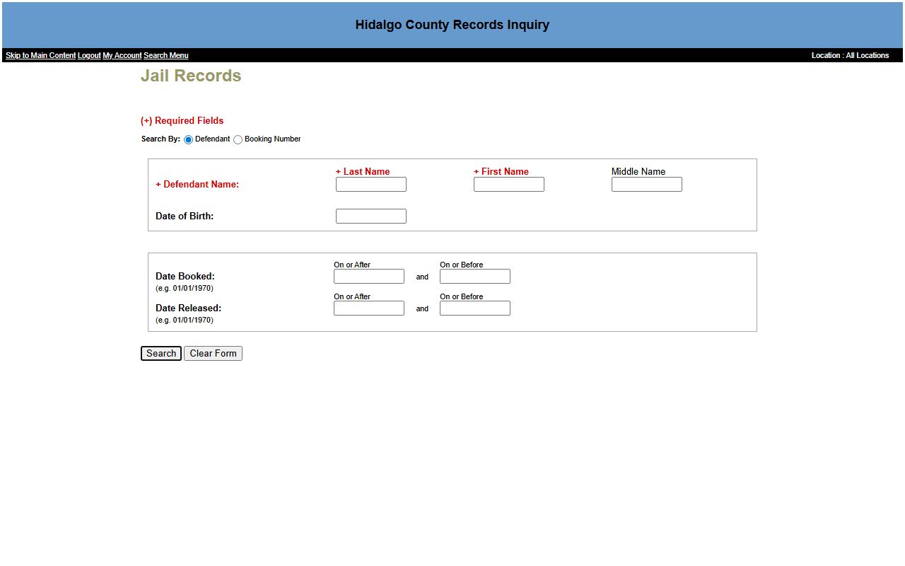 Hidalgo County arrest and jail booking records search