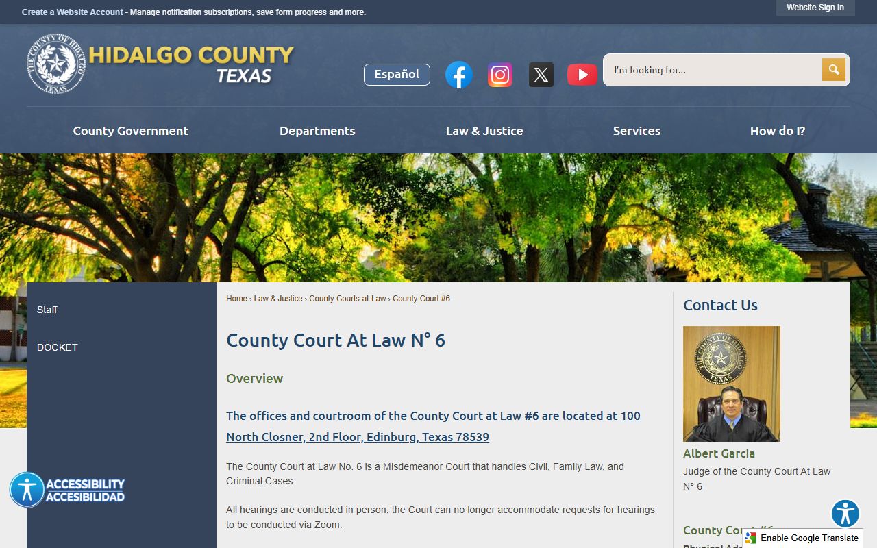 Hidalgo County Court at Law records page